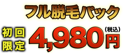 フル脱毛パック 初回限定 4,980円（税込）